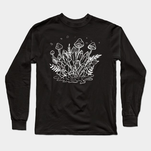 Forrest Witch Crystals, Mushrooms & Foliage Goth Punk Long Sleeve T-Shirt by LunaElizabeth